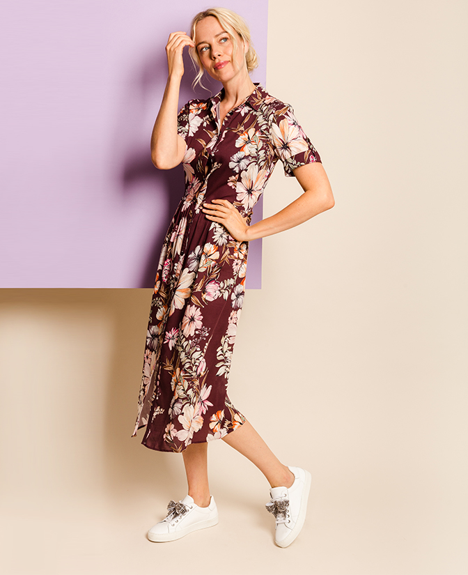 Robe bordeaux imprimé floral