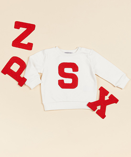 Lettersweater baby Wit