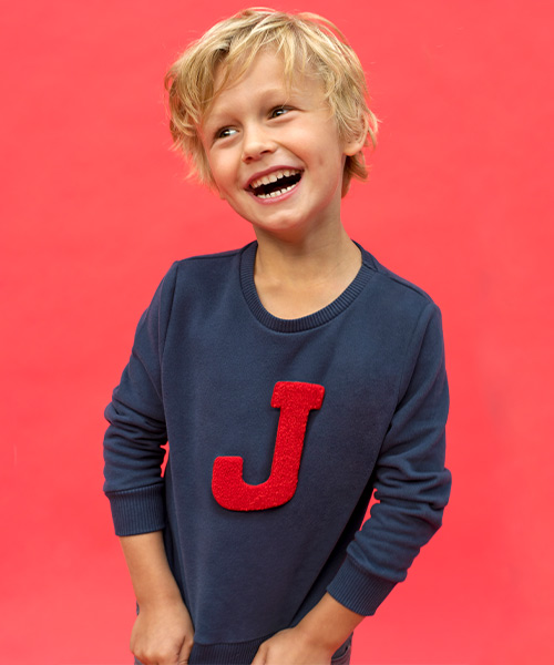 Lettersweater kids Blauw